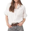 Repeat Cashmere Striped Shirt with Turn Up Cuffs in Beige