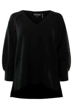 Repeat Cashmere V-neck Whipstitch Sweater in Black