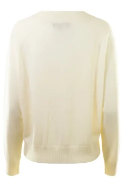 Repeat Cashmere Wool V-neck Sweater in Cream