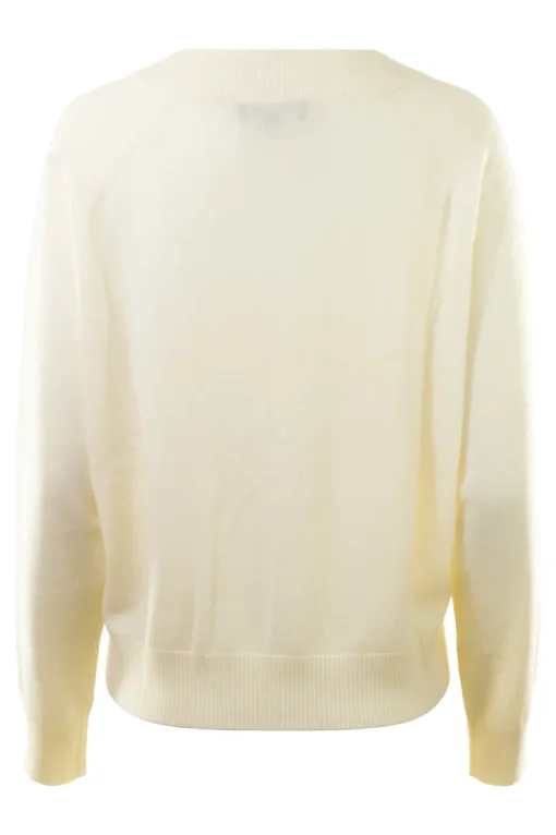 Repeat Cashmere Wool V-neck Sweater in Cream