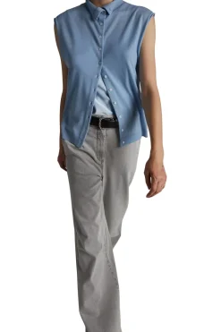 Saint Art Amber Wide-leg Denim Pant in Powder Grey