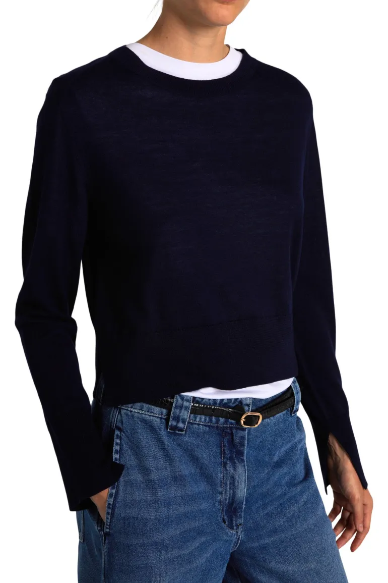 Saint Art Elodie Layered Crewneck Sweater in Navy