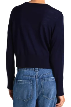 Saint Art Elodie Layered Crewneck Sweater in Navy