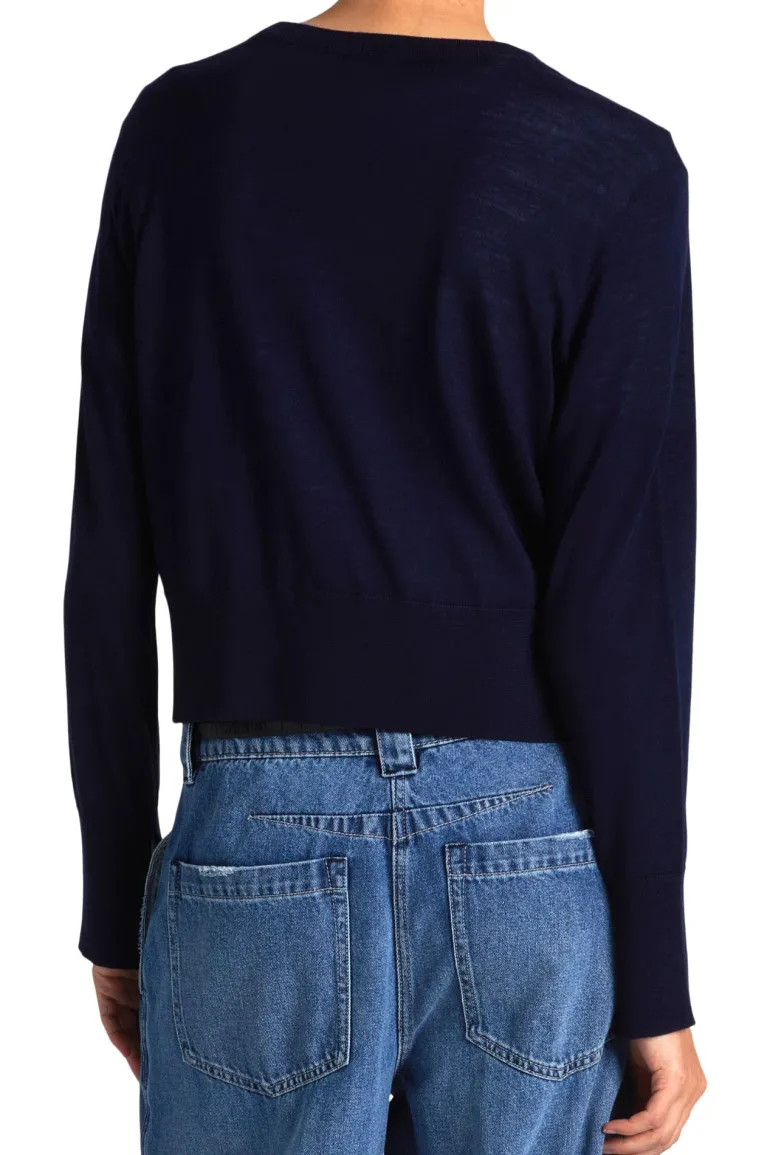 Saint Art Elodie Layered Crewneck Sweater in Navy