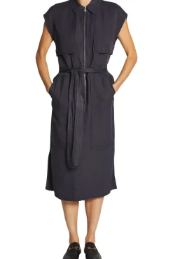 Saint Art Fran Short Sleeve Cargo Dress in Black