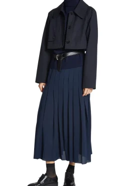 Saint Art Lakelyn Pleated Midi Skirt in Navy
