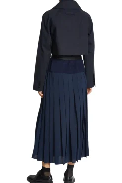 Saint Art Lakelyn Pleated Midi Skirt in Navy