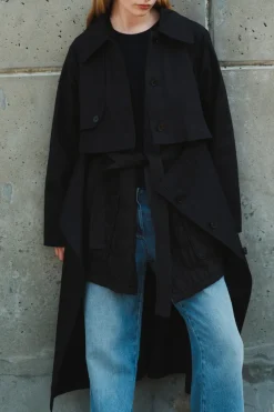 Saint Art London Convertible Trench Coat in Navy