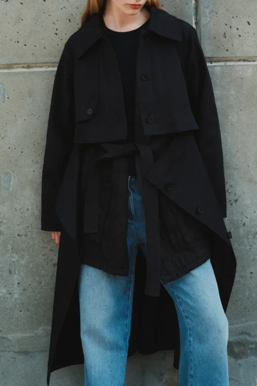 Saint Art London Convertible Trench Coat in Navy