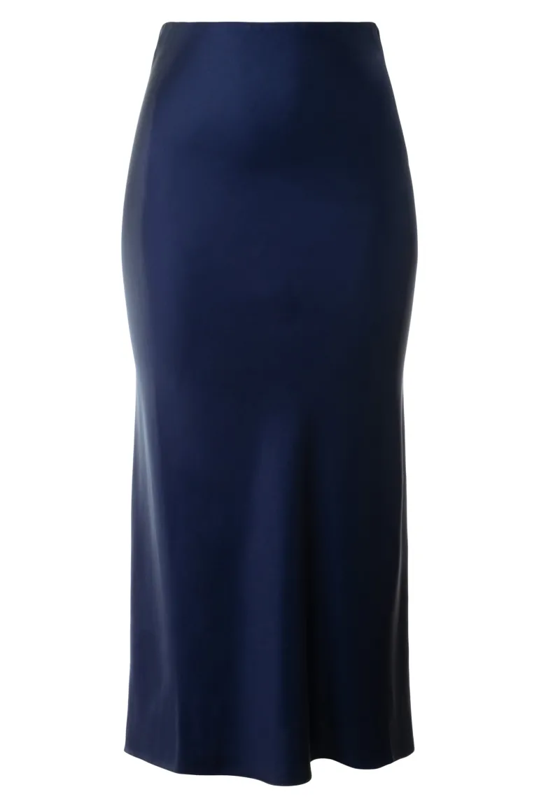 Saint Art Talia Charmeuse Maxi Skirt in Midnight