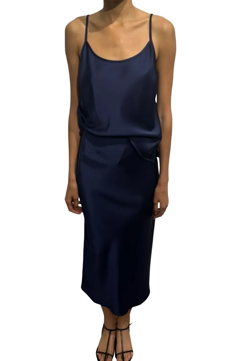 Saint Art Talia Charmeuse Maxi Skirt in Midnight