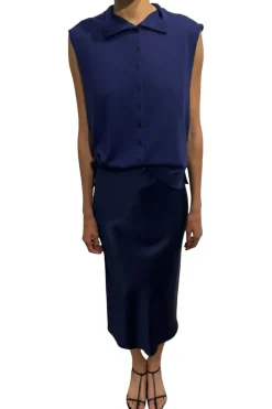 Saint Art Talia Charmeuse Maxi Skirt in Midnight