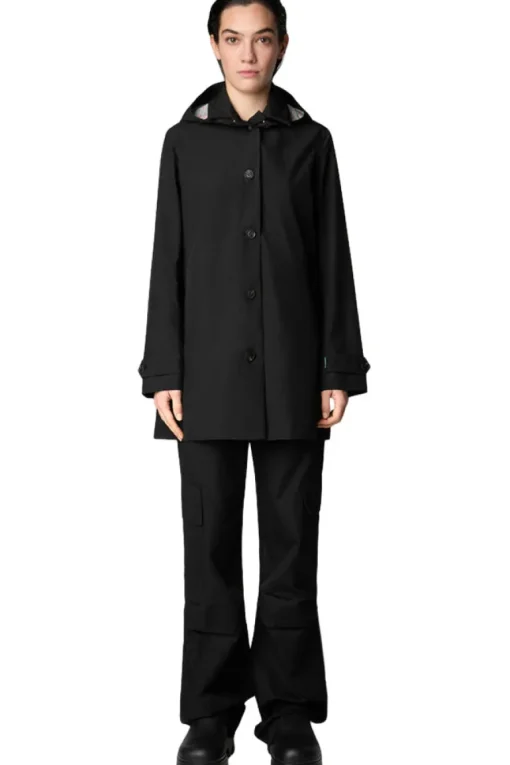 Save The Duck April Hooded Raincoat in Black