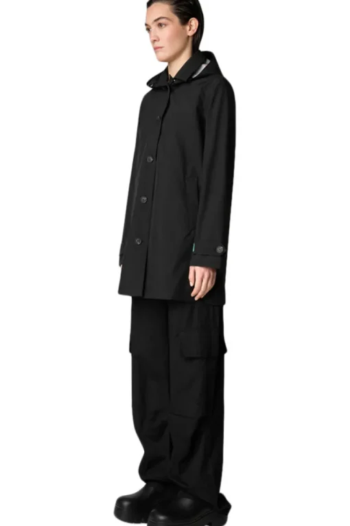 Save The Duck April Hooded Raincoat in Black