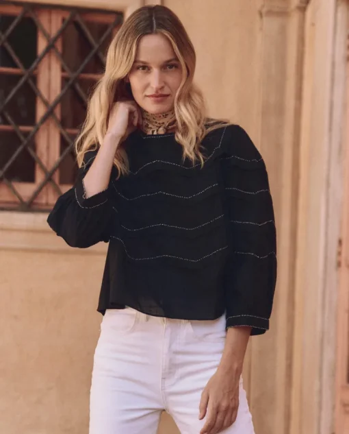 The Great Beaded Chevron Top in Black
