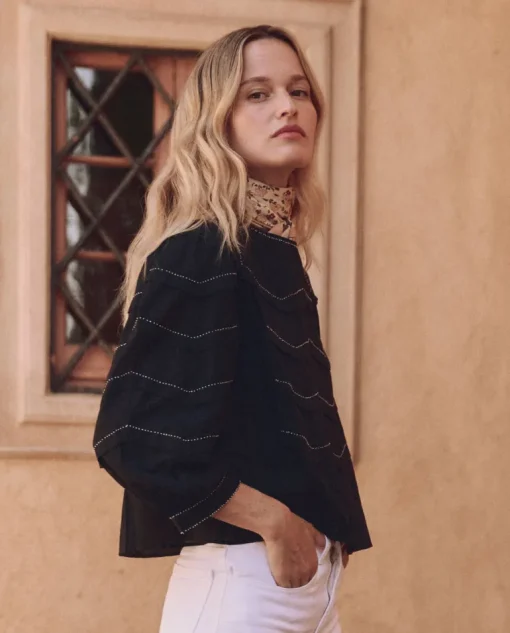 The Great Beaded Chevron Top in Black