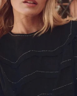 The Great Beaded Chevron Top in Black