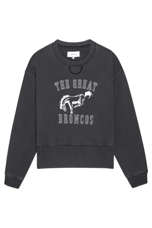 The Great League Sweatshirt in Washed Black with Bucking Bronco Graphic