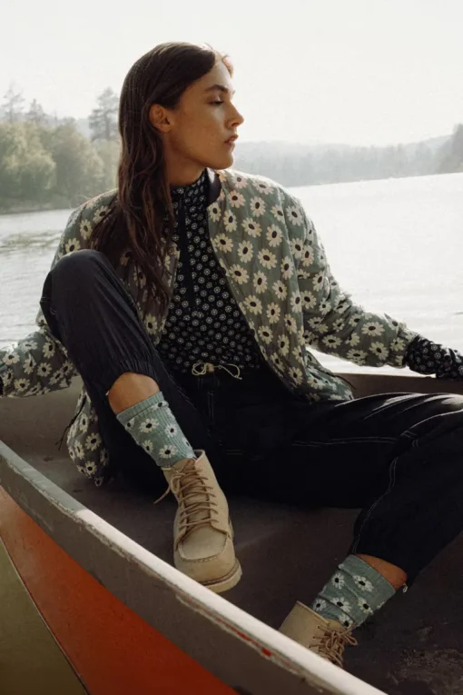 The Great Reversible Ultra Light Down Puffer in Falling Daisy - Cream
