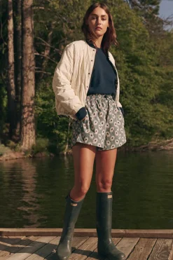 The Great Reversible Ultra Light Down Puffer in Falling Daisy - Cream
