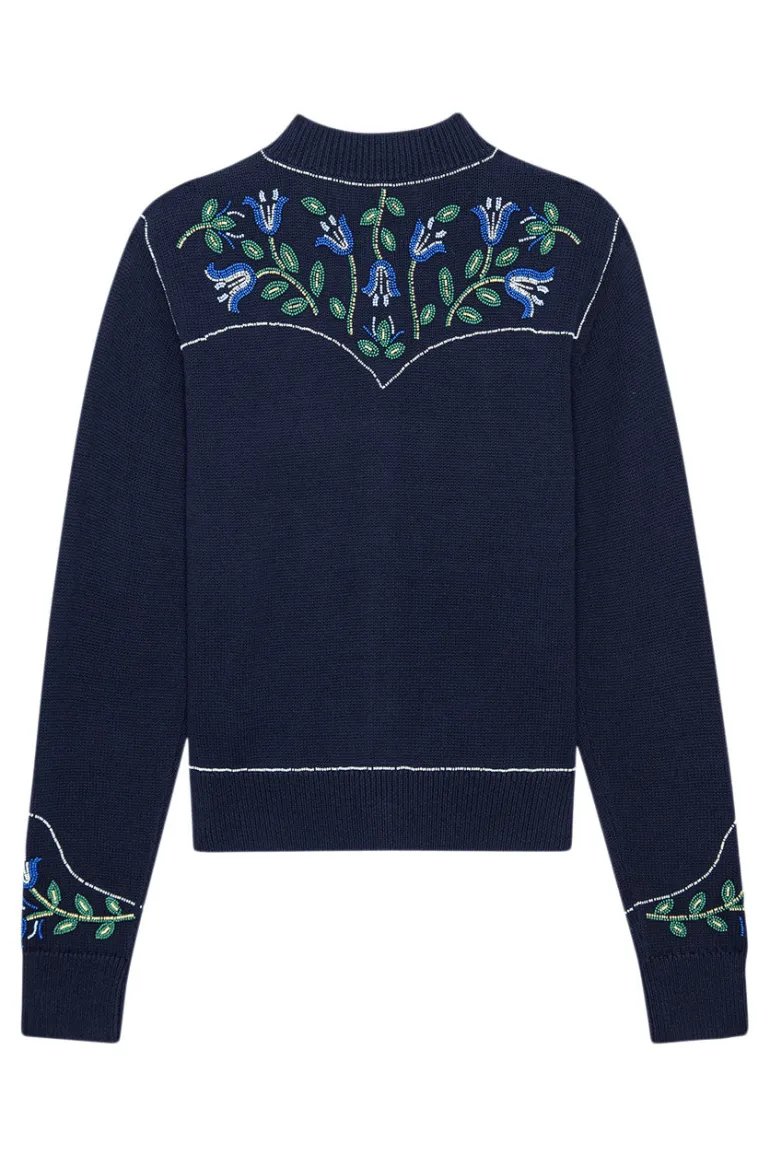 The Great Western Beaded Cardigan in Navy