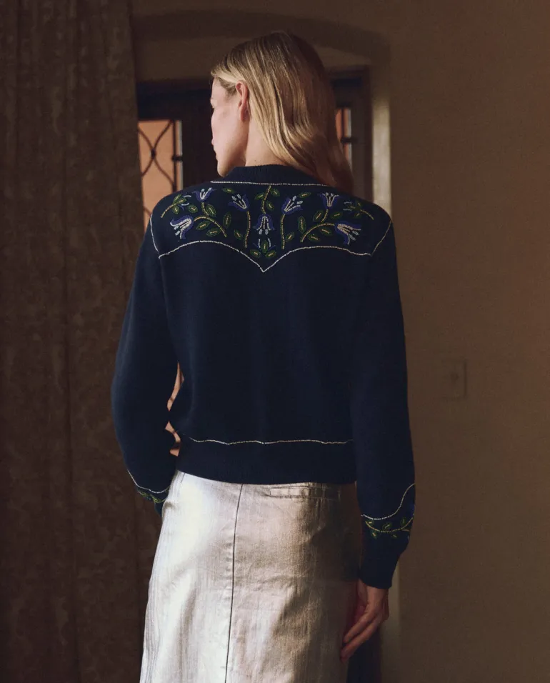 The Great Western Beaded Cardigan in Navy