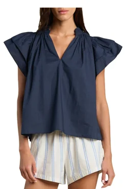 Trovata Birds of Paradis Clover Blouse in Navy