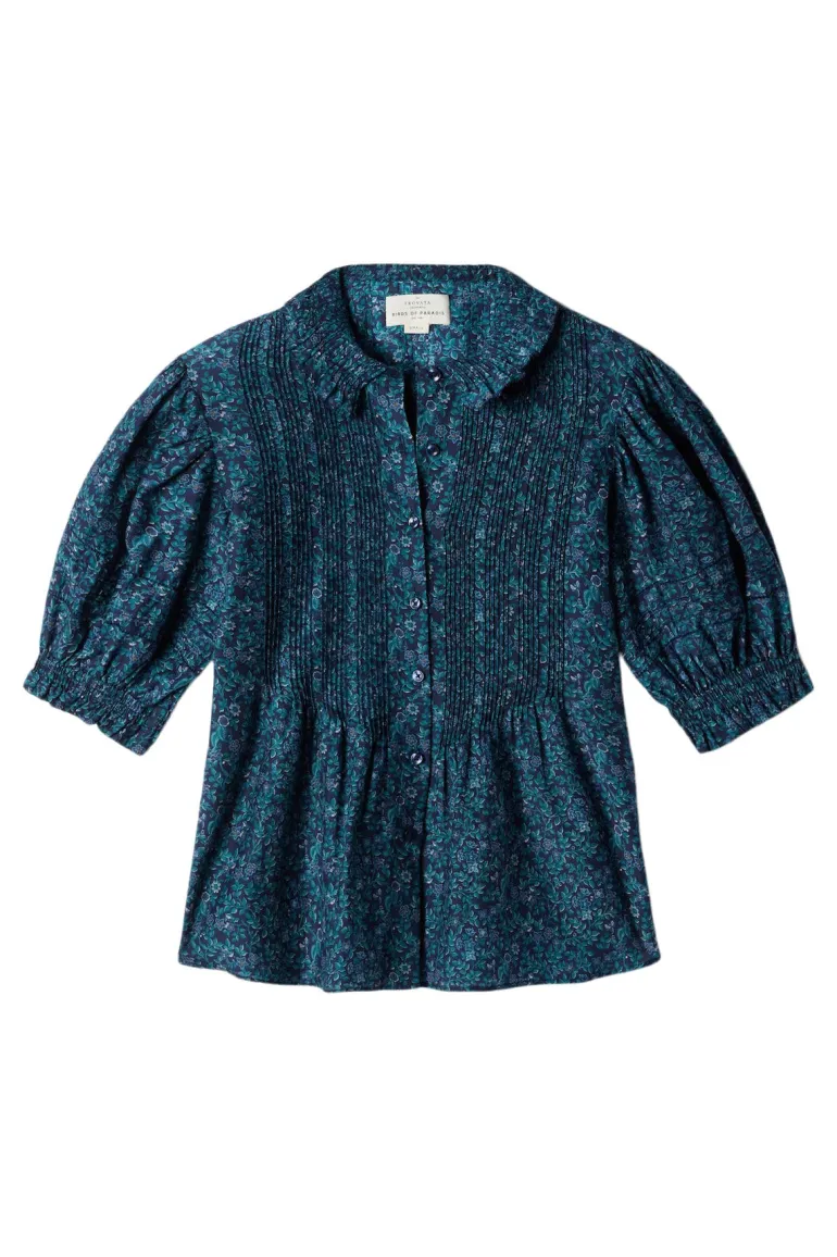 Trovata Birds of Paradis Jess Blouse in Blue Ridge Ditsy