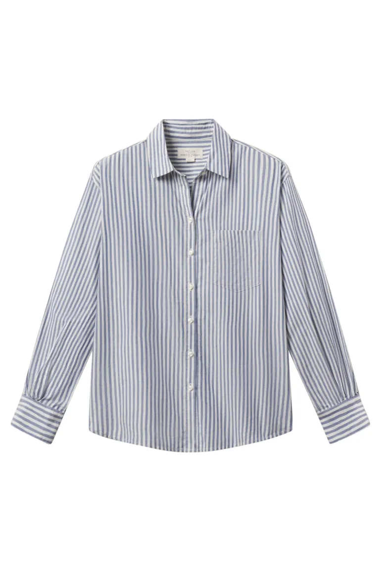 Trovata Birds of Paradis Blake Oversized Shirt in Navy Stripe