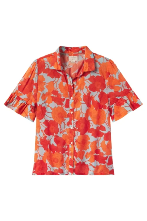 Trovata Birds of Paradis Lena Blouse in Shoreline Poppy