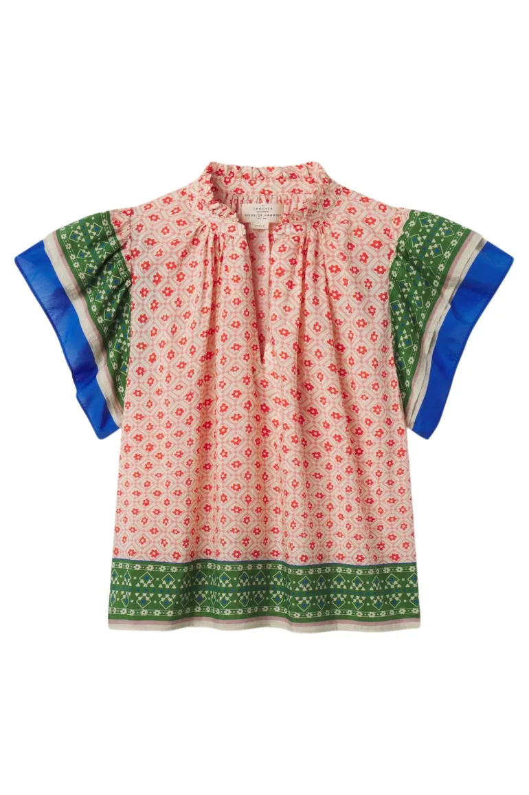 Trovata Birds of Paradis Clover Blouse in Santorini Border