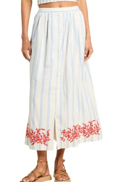 Trovata Birds of Paradis Lisette Skirt in Cerulean Stripe