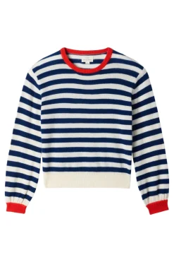 Trovata Birds of Paradis Ryann Sweater in Navy Stripe with Red