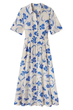Trovata Birds of Paradis Aster Dress in Blue Iris