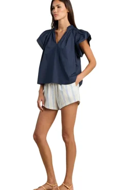 Trovata Birds of Paradis Clover Blouse in Navy