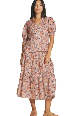 Trovata Birds of Paradis Makena "C" Skirt in Vino Daisies