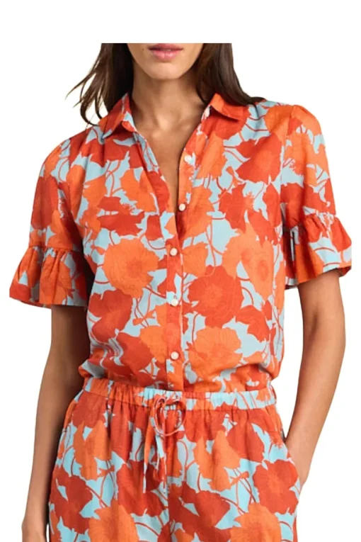 Trovata Birds of Paradis Lena Blouse in Shoreline Poppy