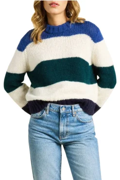 Trovata Birds of Paradis Susan Sweater in Antique White with Multi Stripes