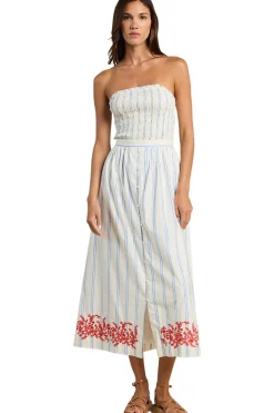 Trovata Birds of Paradis Lisette Skirt in Cerulean Stripe