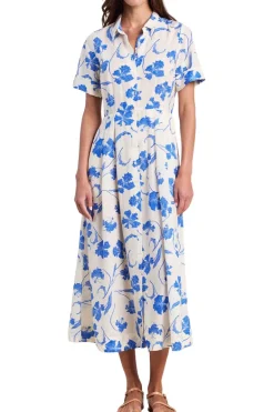 Trovata Birds of Paradis Aster Dress in Blue Iris