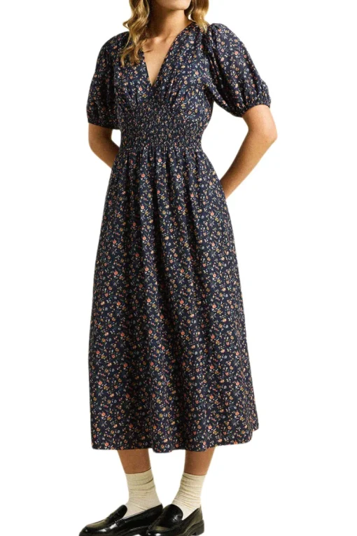 Trovata Birds of Paradis Sonia Dress in Navy Rosette