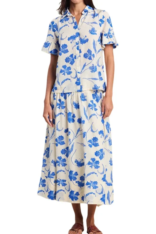 Trovata Birds of Paradis Lydia Skirt in Blue Iris