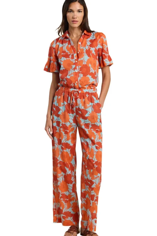 Trovata Birds of Paradis Lena Blouse in Shoreline Poppy