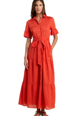Trovata Birds of Paradis Martine Dress in Tomato