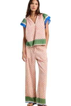 Trovata Birds of Paradis Clover Blouse in Santorini Border