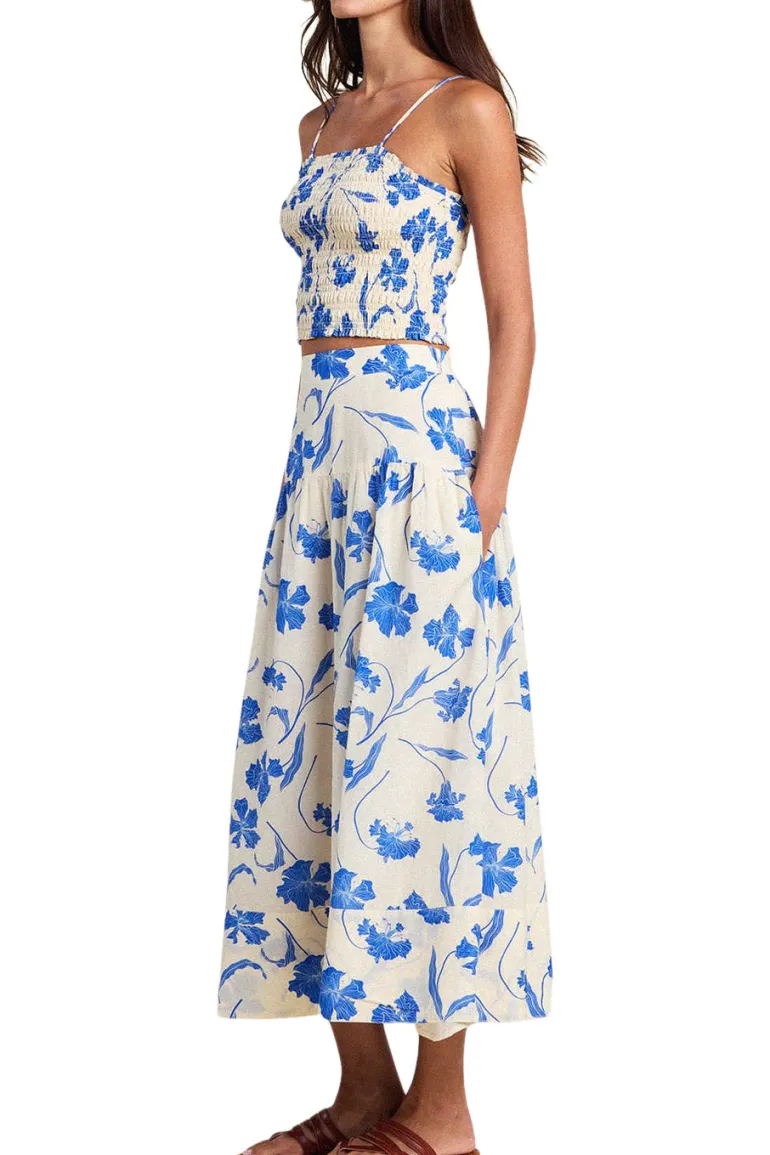 Trovata Birds of Paradis Summer Top in Blue Iris