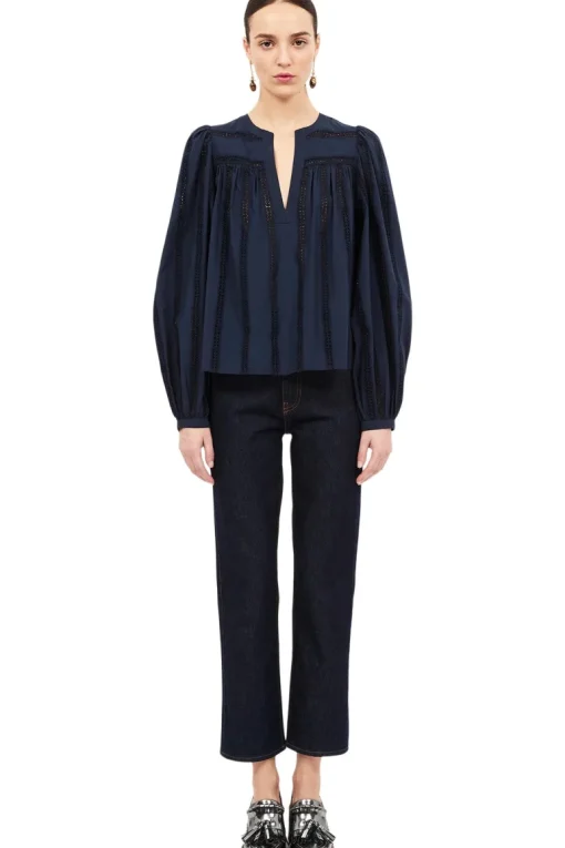 Ulla Johnson Rowan Blouse in Midnight