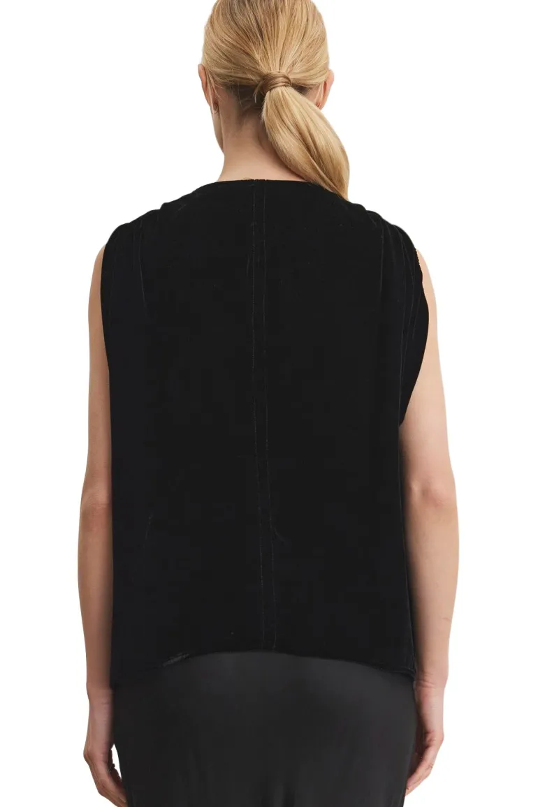 Velvet Adelle Silk Velvet Top in Black