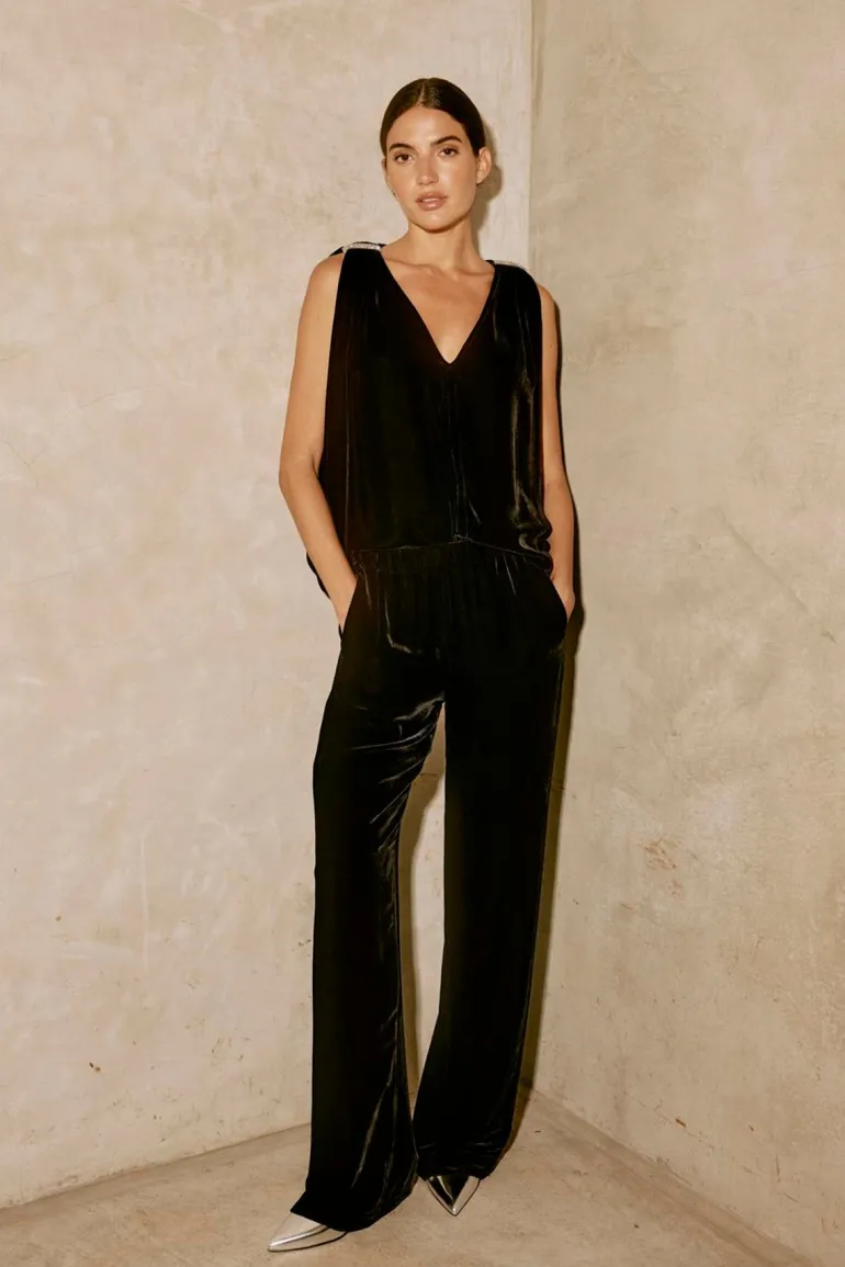 Velvet Adelle Silk Velvet Top in Black