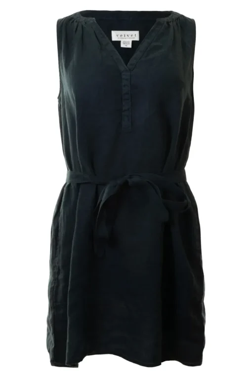 Velvet Adriana Woven Linen Dress in Shadow